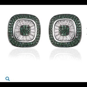 Jewelry - Simulated Green and White diamond stud earrings Jewelry - Simulated Green and White diamond stud earrings
